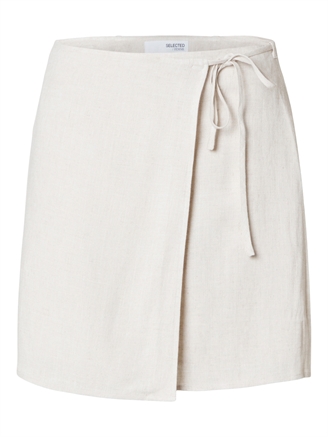 Selected Femme SlfViva MW Short Wrap Skirt Sandshell